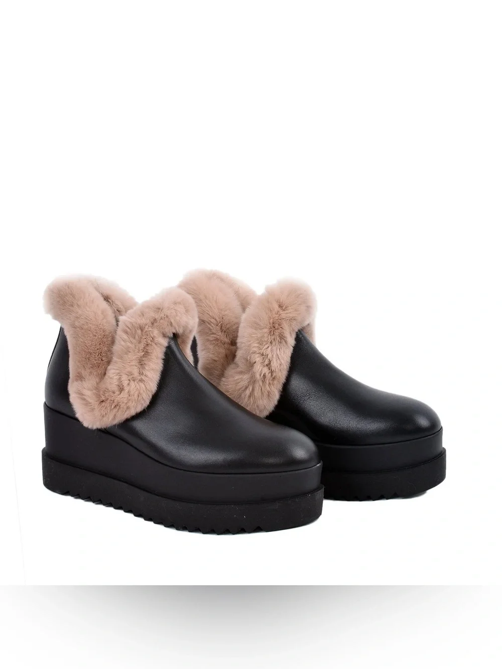 Akada Wellies Faux Fur Platform Clogs Black EU 38 Women’s Winter Shoes
